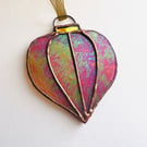 Amber iridescent stained glass lantern bauble - Perfectly Imperfect