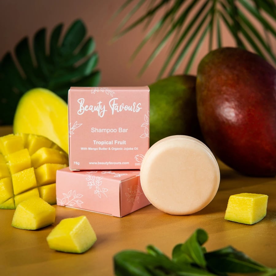 Tropical Fruit Solid Shampoo Bar with Mango Butter and Jojoba Oil