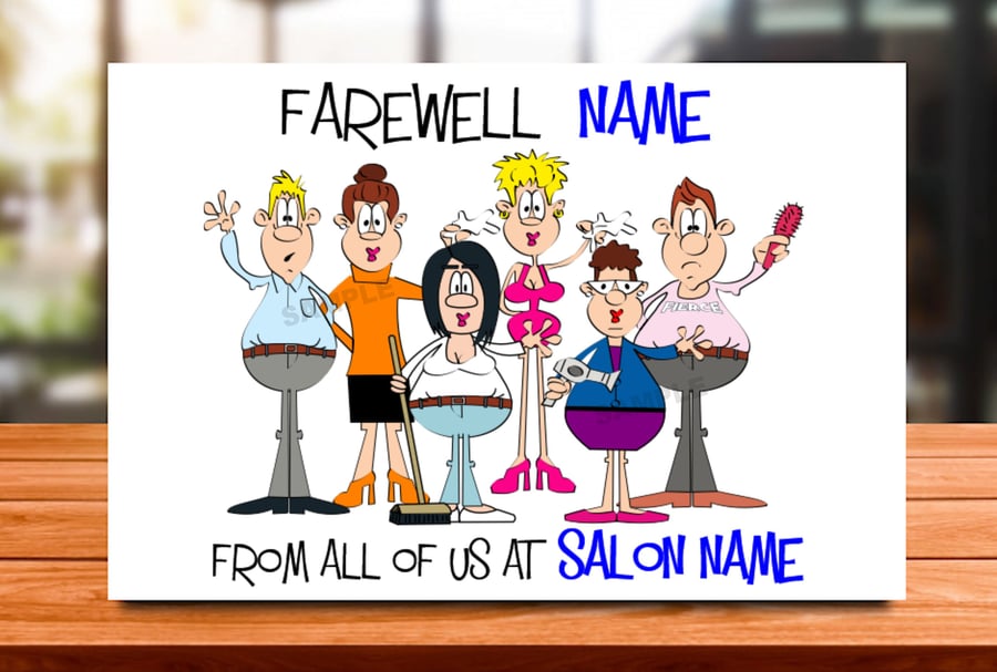 Personalised Hairdresser Farewell Card, Salon , work colleage, mum, dad, grandad
