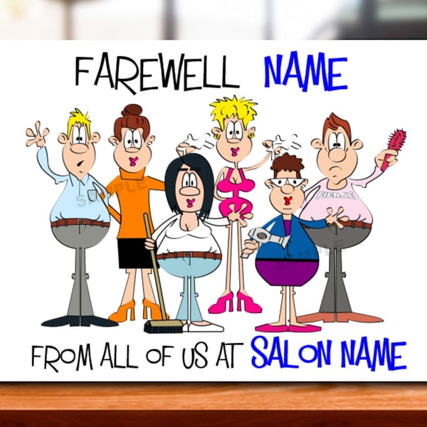 Personalised Hairdresser Farewell Card, Salon , work colleage, mum, dad, grandad