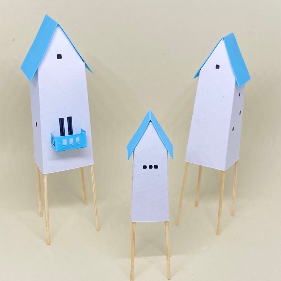 Three Houses on Stilts Kit - blue