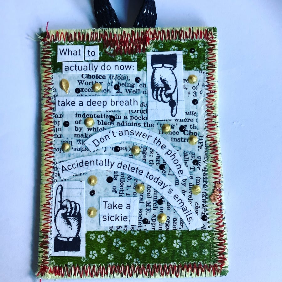 Reserved for Emma small collage art. Wall hanging card.motivation. ACEO 