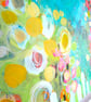 Neighbours Hollyhocks - Original Abstract Floral Painting in Peach and Lemons - Image 8