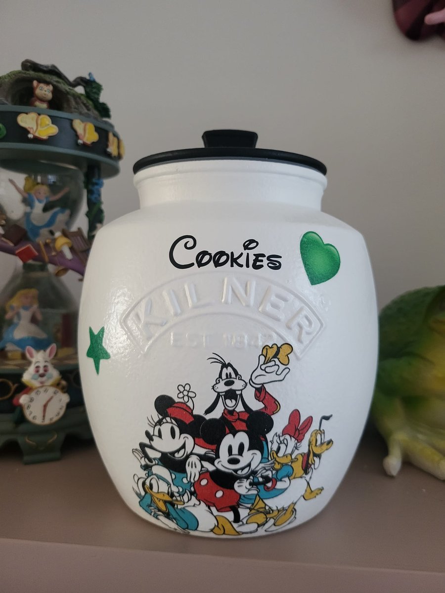 Retro disney hand painted and decoupaged  2ltr Kilner jar 