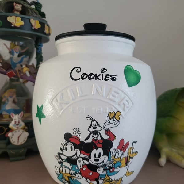 Retro disney hand painted and decoupaged  2ltr Kilner jar 