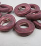 10 Medium Damson Purple Glazed Ceramic Donut Beads - Image 2