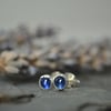 Sapphire and sterling silver studs