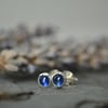 Sapphire and sterling silver studs
