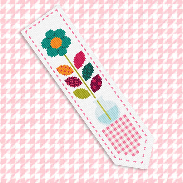 064A Cross Stitch Floral Patchwork - Mini Flower Range Bookmark 