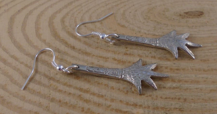 Upcycled Silver Plated Sugar Tong Claw Earrings SPE072012