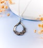 Teardrop Flower Pendant, Recycled Silver Necklace, Nature Inspired - Image 5