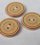 3 Medium Large Painted Circles Wooden Craft Buttons - Image 3