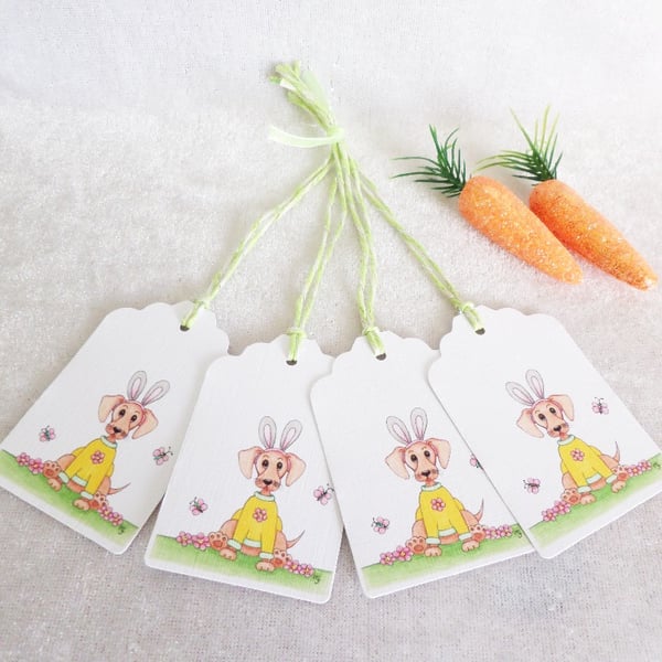 Easter ‘Dash’ Bunny Ears Gift Tags - set of 4 tags