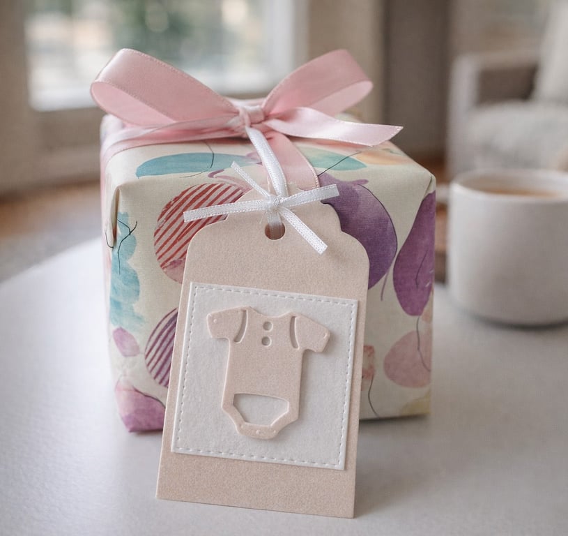 Handmade Pearl shimmer baby gift tags set of 4 or 8 tags
