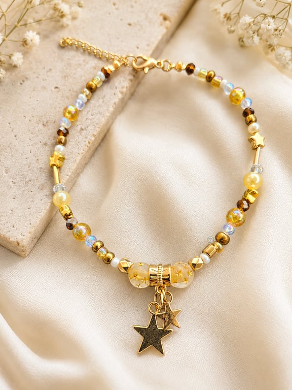 Handmade Celestial Beaded Anklet 