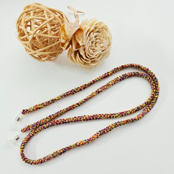 Rainbow Crochet Glasses Cord, Handmade Cotton Spectacle Chain