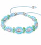 Blue, pink and green glass beaded bracelet one size