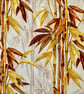 Oriental Bamboo Yellow Orange 50s 60s Barkcloth vintage fabric Lampshade  - Image 3
