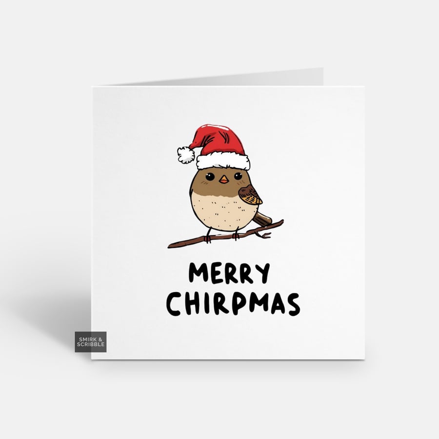 Unique Funny Christmas Card For Him Or Her - Cute Xmas Greeting - Bird