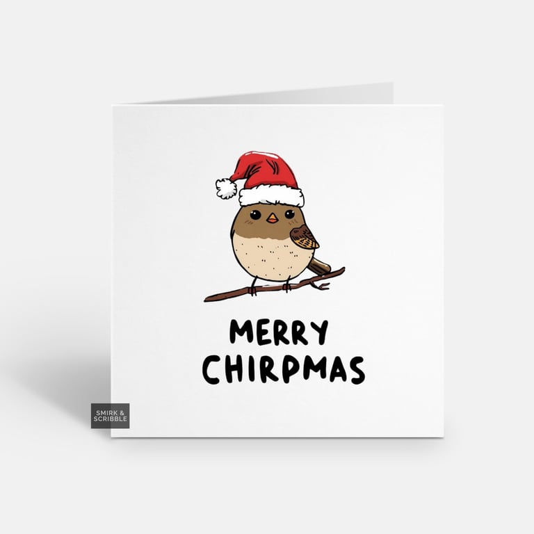 Unique Funny Christmas Card For Him Or Her - Cute Xmas Greeting - Bird