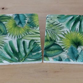 Marble 'Tropical Leaves' Coasters