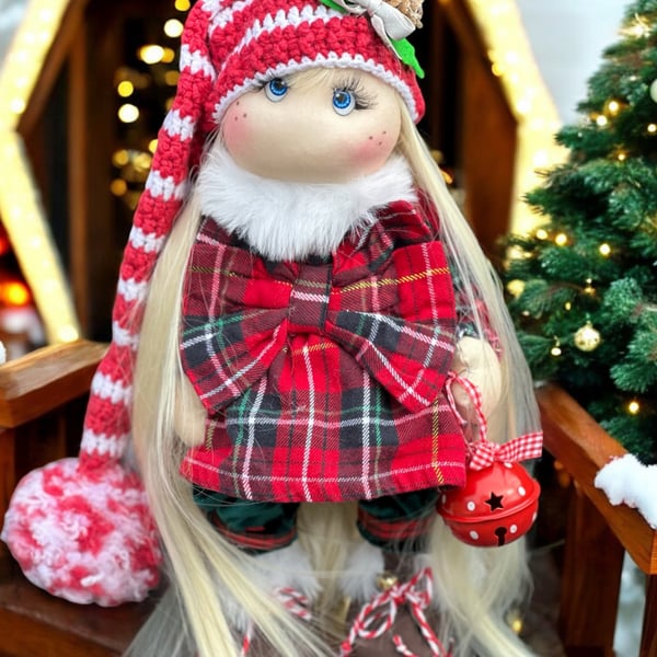 OOAK Handmade Soft Christmas Rag Doll
