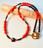 Red Bamboo Coral Necklace With Black Spinel, Onyx And Swarovski Butterfly - Image 4