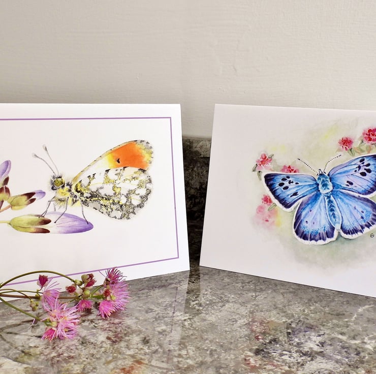 Butterfly Greetings Cards, 2 Card Pack - Folksy
