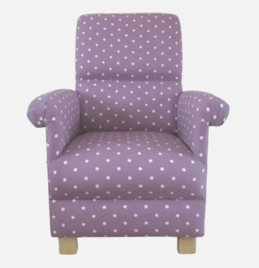 Clarke Dotty Spot Mauve Fabric Adult Armchair Nursery Chair Polka Dots Spotty