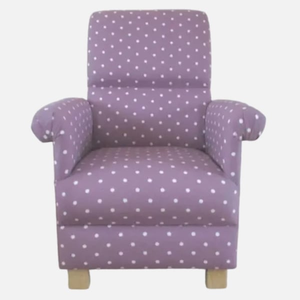 Clarke Dotty Spot Mauve Fabric Adult Armchair Nursery Chair Polka Dots Spotty
