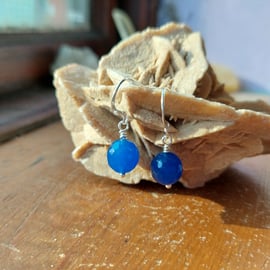Sterling Silver Facetted Blue Agate Earrings