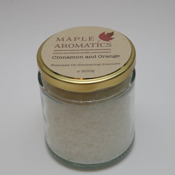 Maple Aromatics Cinnamon and Orange Essential Oil Vegan 200g Simmering Granules