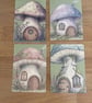 Whimsical Fairy House Postcard Set - Set of 4 Mushroom Cottage Postcards 