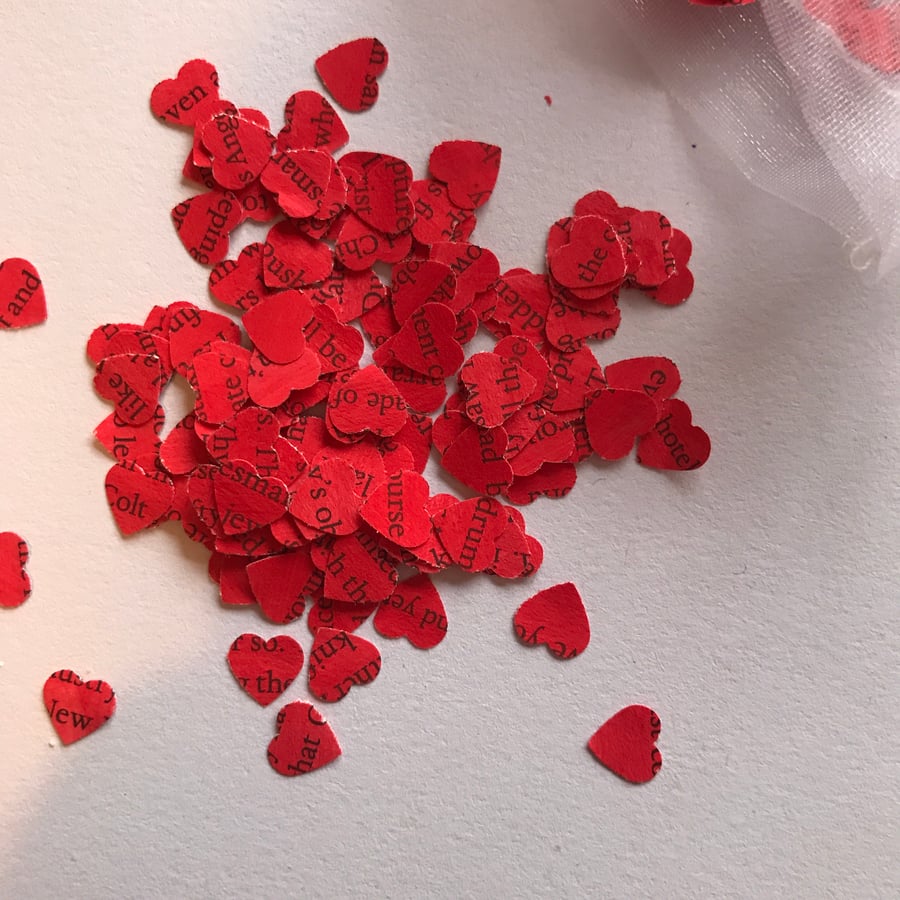 Book page heart shaped confetti. Folksy