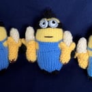Minions with Bananas novelty keyrings or bag charms set of 3