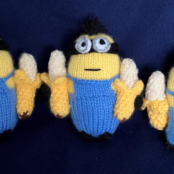 Minions with Bananas novelty keyrings or bag charms set of 3