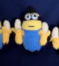 Minions with Bananas novelty keyrings or bag charms set of 3