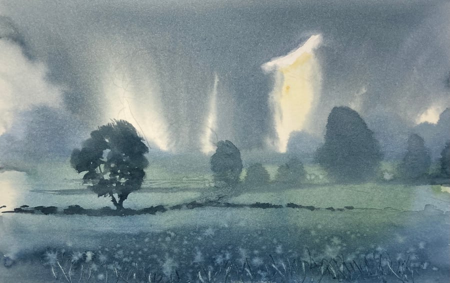 Ingelby fields after the storm (Pure Original Watercolour)