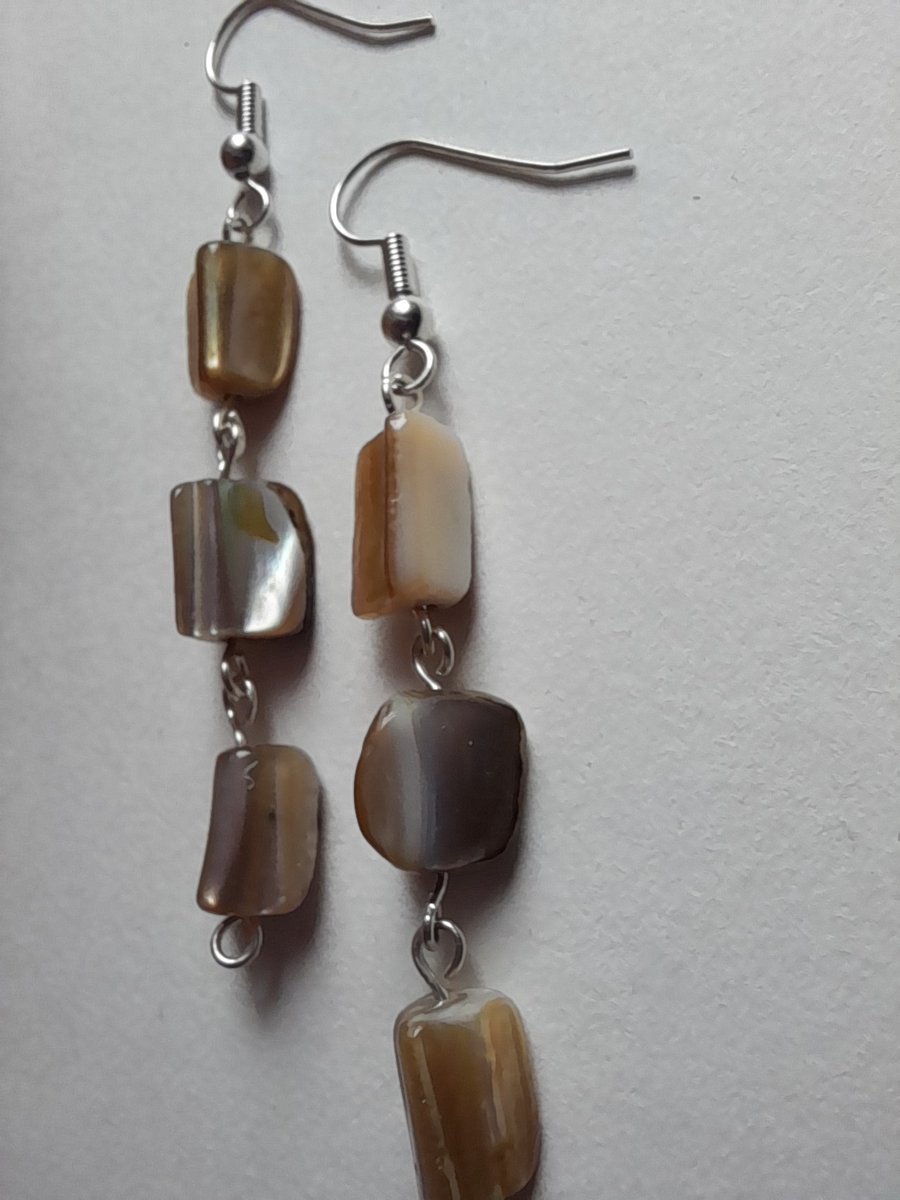 Silver and shell drop earrings 