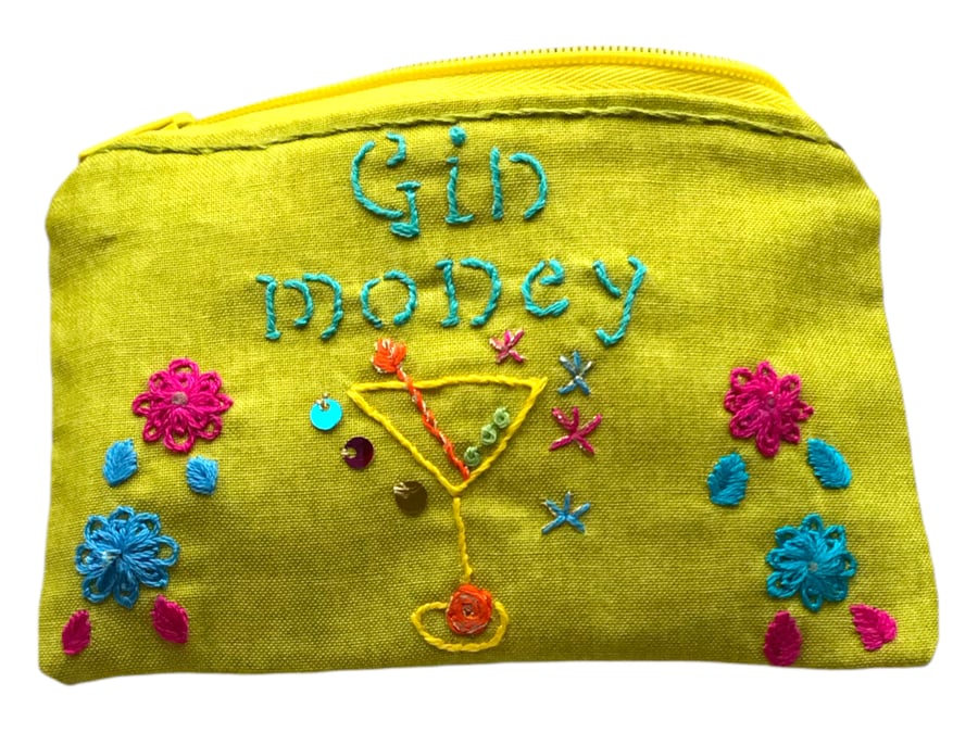 Embroidery Gin money coin purse
