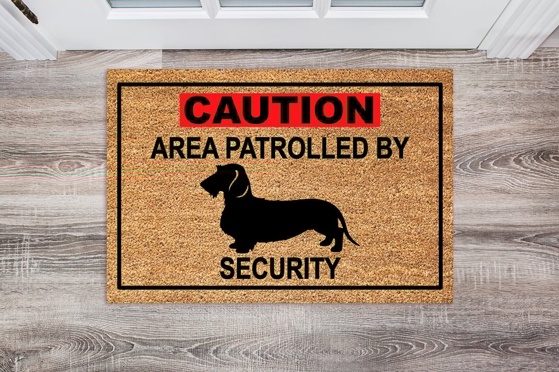 Dachshund Security Door Mat - Wire Hair Dachshund Welcome Mat - 3 Sizes