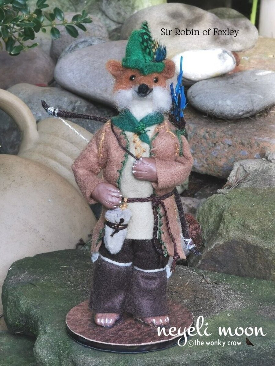 Sir Robin of Foxley needle felted Robin Hood Fox Sculpture by neyeli