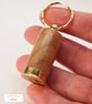 Reclaimed Oak and Hull 12 Bore Cartridge Keyring Recycled Wood Brass Detail