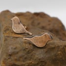 Copper Bird Stud Earrings.