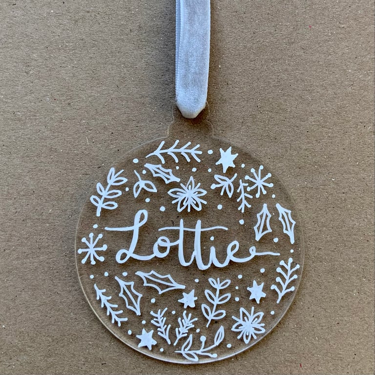 Personalised hand illustrated Christmas decoration
