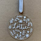 Personalised hand illustrated Christmas decoration