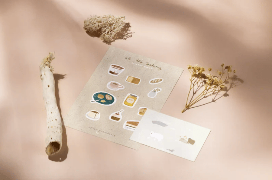 Illustrated Sticker Sheets for journaling - Going on a Walk - At the Bakery