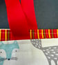 Small woodland tote bag - colourful foxes with red webbing handles - Image 6