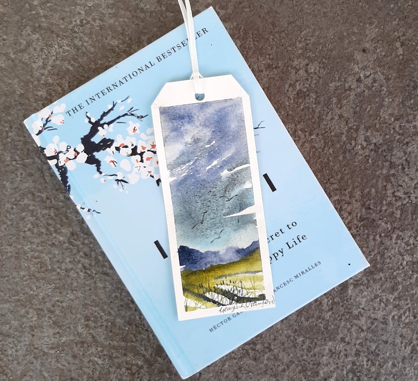 Misty Mountains. Handpainted Bookmark. Original Painting