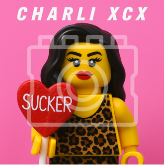 LEGO-Inspired Charli XCX "Sucker" – 5x5" Print Mounted for 9x9" Frame
